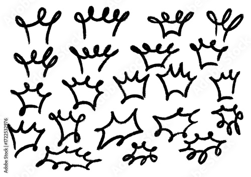 Collection of Hand-Drawn Crown Icons, Doodle Style, Perfect for Graphic Design and Branding