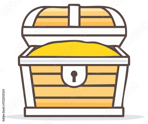 Open Treasure Chest Filled with Golden Coins and Riches Fantasy Adventure Illustration