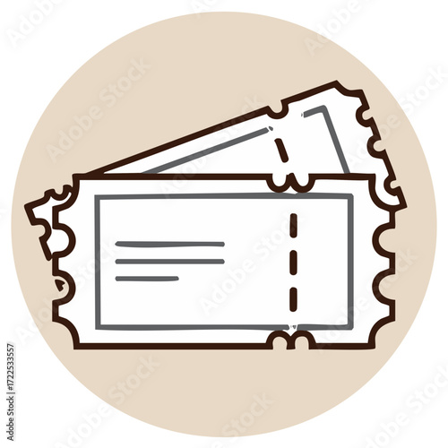 Drawn tickets on a neutral background for events admission or promotions