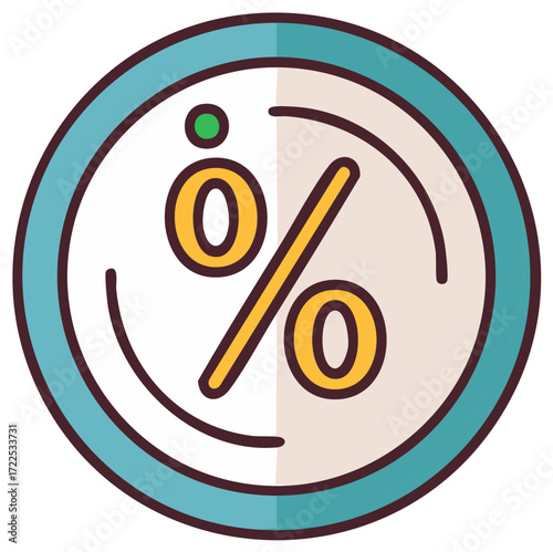 Percentage symbol in a circle business or financial concept.