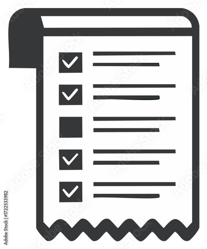 Paper document checklist icon with completed tasks and one pending item
