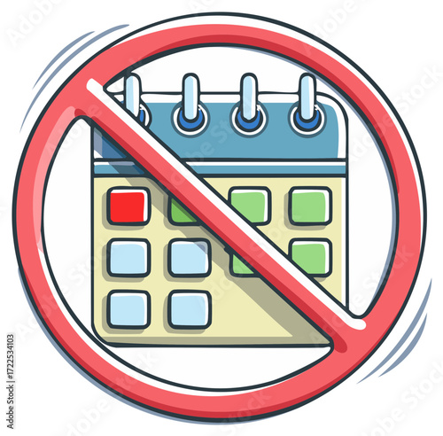 Forbidden Calendar Symbol Indicating No Schedule or Time Restriction