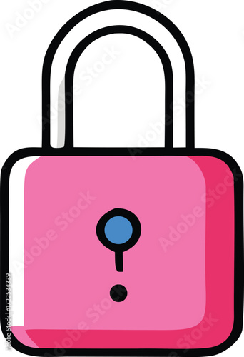 Secure pink padlock icon with blue keyhole symbol representing safety privacy and digital protection concepts