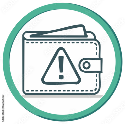 Wallet with exclamation mark warning icon representing financial problem budget alert