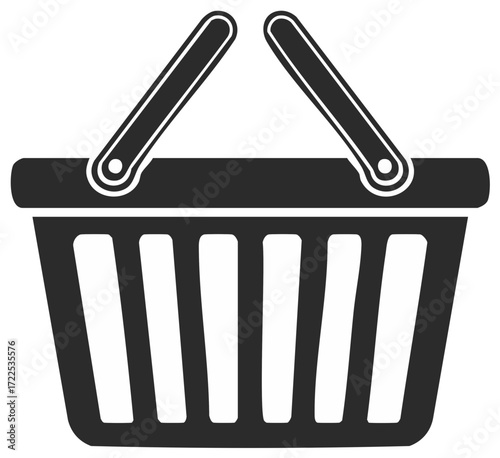 Shopping Basket Silhouette, Market Container with Handles