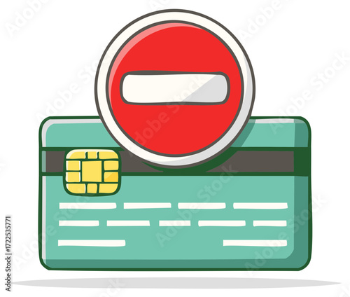Credit Card Transaction Forbidden Symbol Illustration