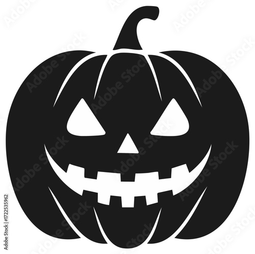 Halloween Pumpkin Illustration with Triangular Eyes and Wide Toothy Smile