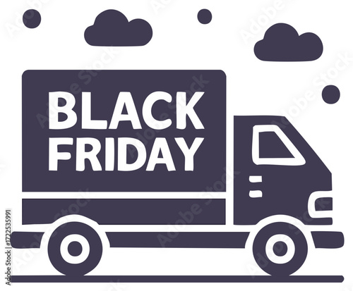 Black Friday Sale Delivery Truck Icon Illustration Graphic Design
