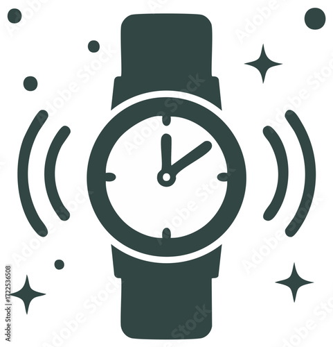 Ringing Wristwatch Icon Alarm Alert Notification Time Reminder Graphic