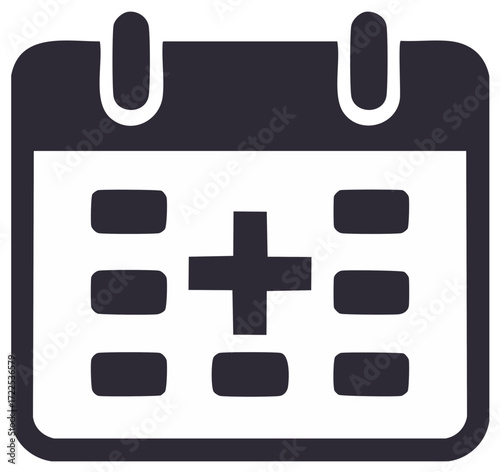 Calendar Icon with Plus Sign, Schedule Appointment, Medical Appointment, Planning and Time Management
