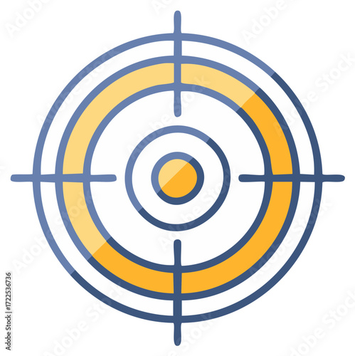 Illustration of a target with crosshairs aiming for the center bullseye, success concept.
