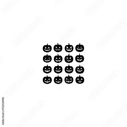 set of Halloween pumpkin jack o lantern face silhouette vector on white background 