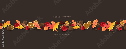 Autumn banner design with colorful leaves and discount promotion perfect for seasonal advertising and marketing use