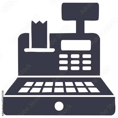 Illustration of a vintage style cash register with receipt