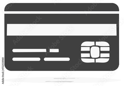 Dark Gray Credit Card Icon with EMV Chip for Secure Transactions and Online Payments