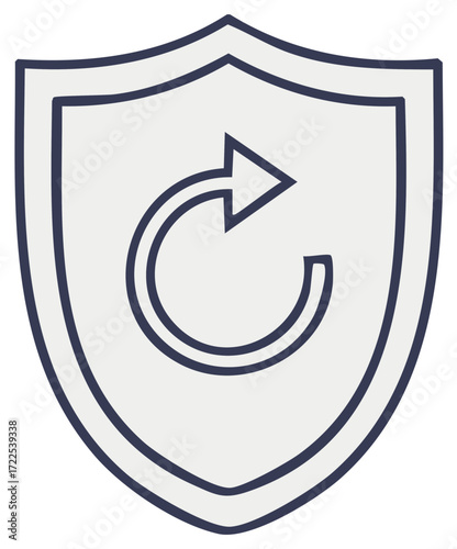 Security shield icon with a circular refresh arrow symbolizing data recovery and system protection
