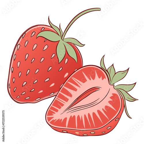 Fresh Strawberry on Transparent White Background