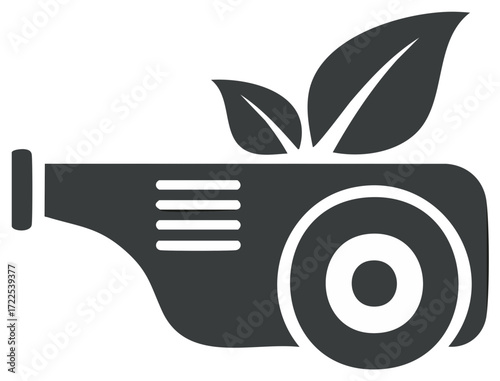 Green energy concept symbol of a projector with sprouting leaves on top