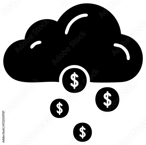 Money Cloud Raining Dollars Icon Financial Success Graphic