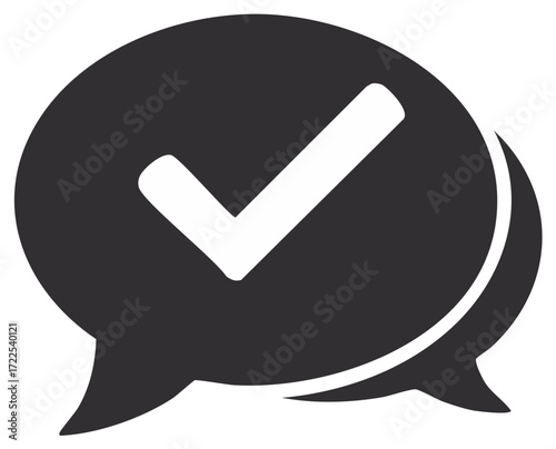 Checkmark Icon Inside Speech Bubbles Communication and Confirmation Symbol