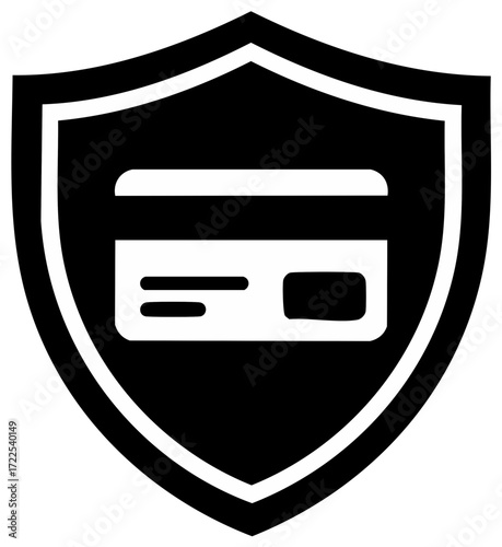 Secure online payments concept with credit card inside strong shield icon