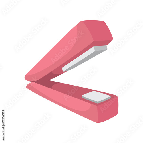 Pink stapler open on white background