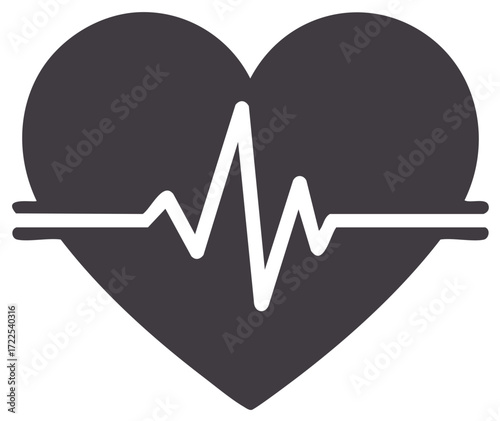 Heartbeat Graphic with Pulse Line Icon For Healthcare Or Wellness