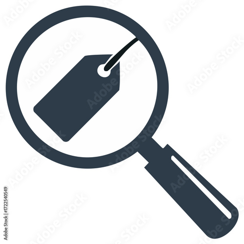 Magnifying Glass Focusing on Hanging Price Tag Retail Commerce Promotion Search