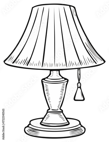 Vintage table lamp, sketched illustration