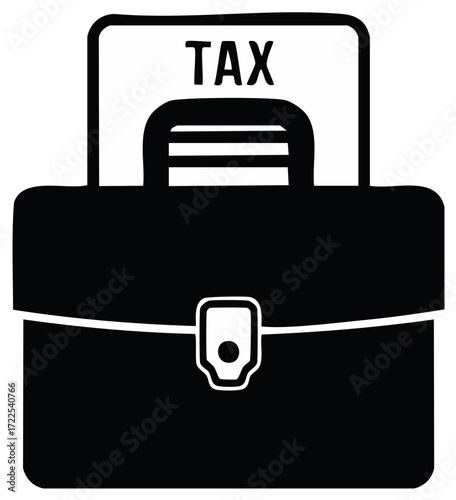 Black briefcase or box with tax word concept as filing or legal documents