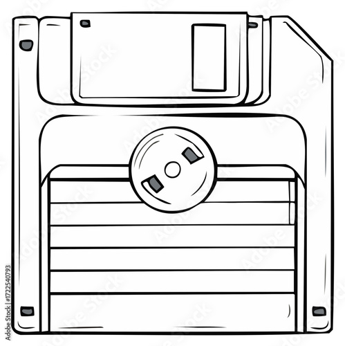 Floppy Disk Icon Vector Illustration Depicting a Vintage Data Storage Medium