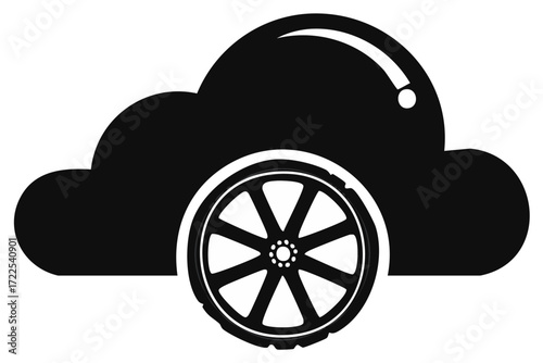 Cloud Storage for Wheels Tires Icon Automotive Industry Design Data Concept