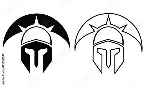 Black and white spartan helmet icons warrior helmet