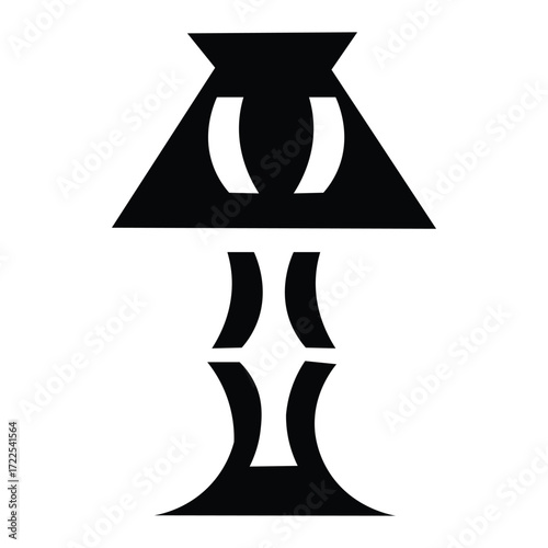 Black abstract lamp silhouette on white background