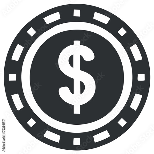 Round Currency Icon with Dollar Sign Inside in Elegant Modern Style