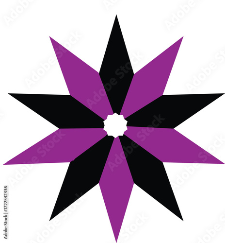 Geometric Purple and Black Starburst