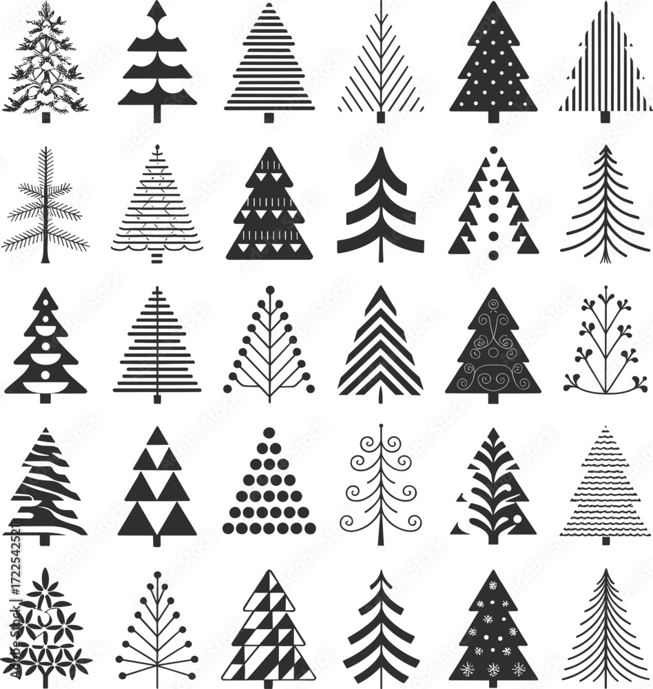 Obraz premium Christmas Silhouette Vector Design, Merry Christmas Silhouette Vector, Santa Claus Silhouette Vector Art, Christmas Tree Silhouette Vector, Reindeer Christmas Silhouette Vector