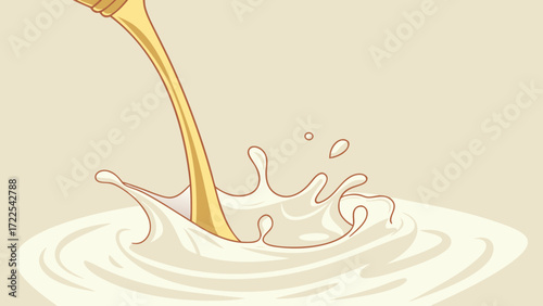 Liquid gold pouring into creamy white splash