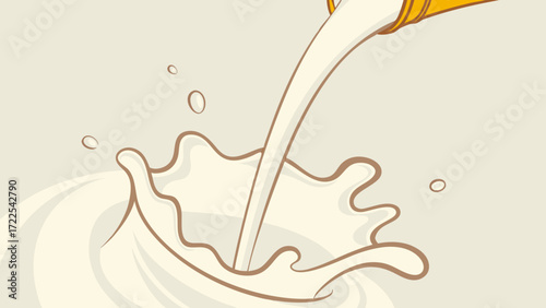 Milk pouring and splashing into a creamy liquid
