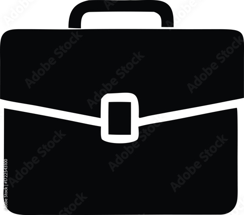 Simple black silhouette of a briefcase representing business travel work office professionalism and organization