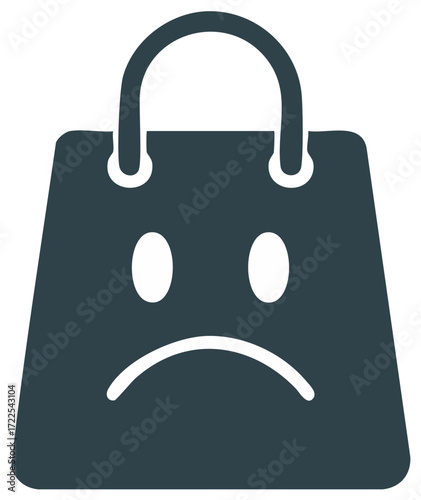 Dark Shopping Bag Depicting a Sad Face Concept Illustration, Disappointed with Sales or Shopping Experience