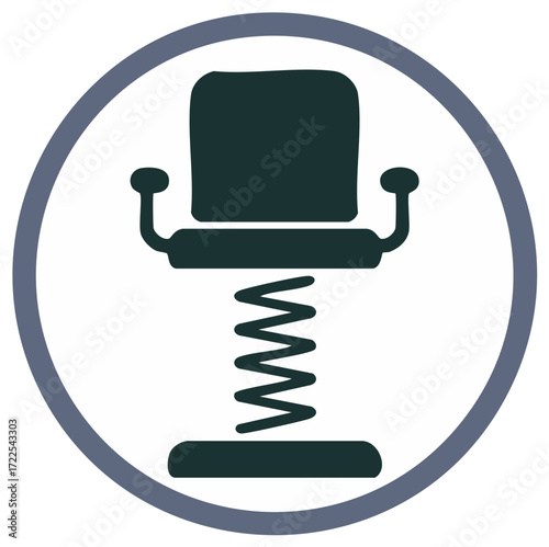 Office chair with spring in a circle, graphic design, vector illustration, flexibility symbol