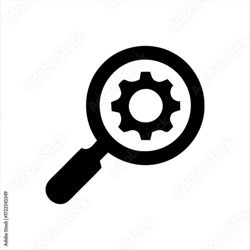This single search icon features a minimalistic magnifying glass design in solid black. Its straightforward style makes it an ideal choice for representing the search function in digital products. The