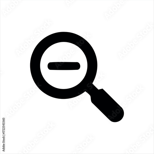 This single search icon features a minimalistic magnifying glass design in solid black. Its straightforward style makes it an ideal choice for representing the search function in digital products. The