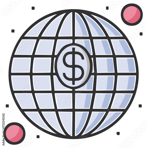 Global Finance Concept Icon Dollar Sign on Stylized Earth Globe