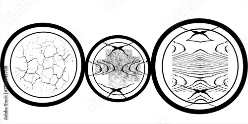 Circle grunge stamp set. Round vector isolated on white background. Yellow stamp vector. Collection for grunge badge, seal, ink and stamp design template. Round grunge hand drawn circle shape, vector