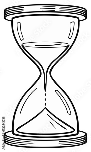 Hourglass Silhouette: Black Outline on White Background Illustrates Time Passing
