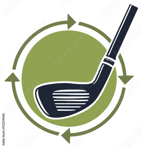 Golf Club Icon Symbolizing Recycling and Sustainability in Sports