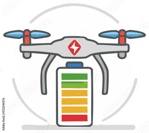 Drone battery power indicator and charging concept