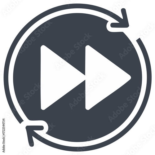 Forward arrows circle icon next repeat refresh sign digital movement navigation button